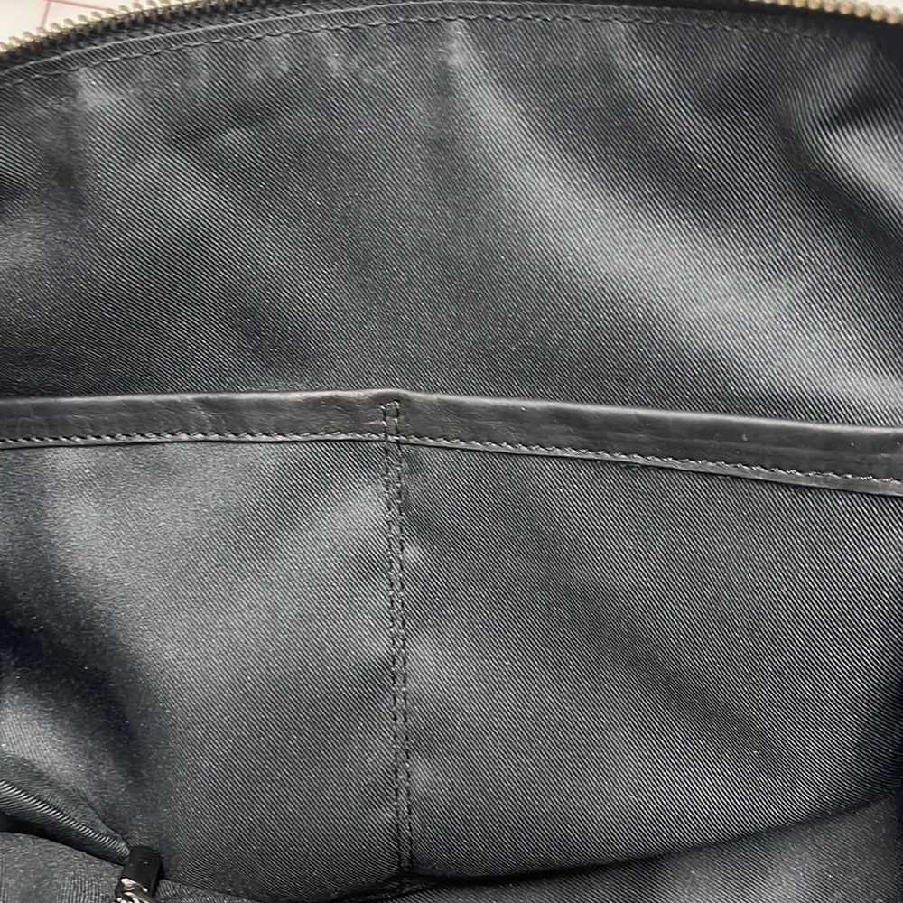 INNUE Career/Travel Black Leather/Suede Stud Accent Top Handle Long Strap Purse - Picture 10 of 16